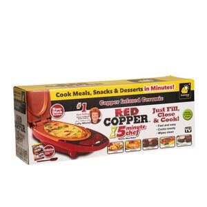 Red Copper 5 Minute Chef Electric Meal Maker Non-Stick Ceramic Red Cooker